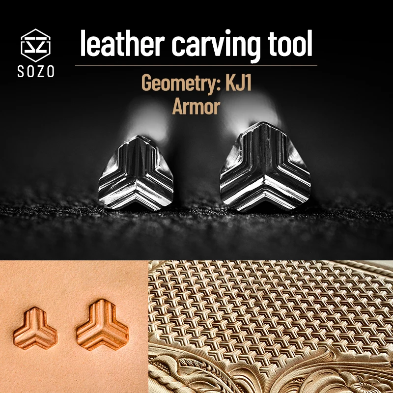 SOZO KJ1 Leather Work Stamping Tool Geometry Backgrounders Armor Saddle Make Carving Pattern 304 Stainless Streel Stamps