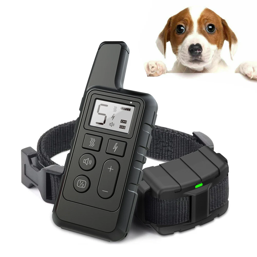 Dog Training Collar Electric Shock sound Anti-Bark Remote Waterproof Rechargeable LCD for small big dogs training | Дом и сад