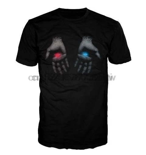 Красная или синяя футболка с таблетками вдохновленная матрицей Neo Morpheus Scifi Future| |