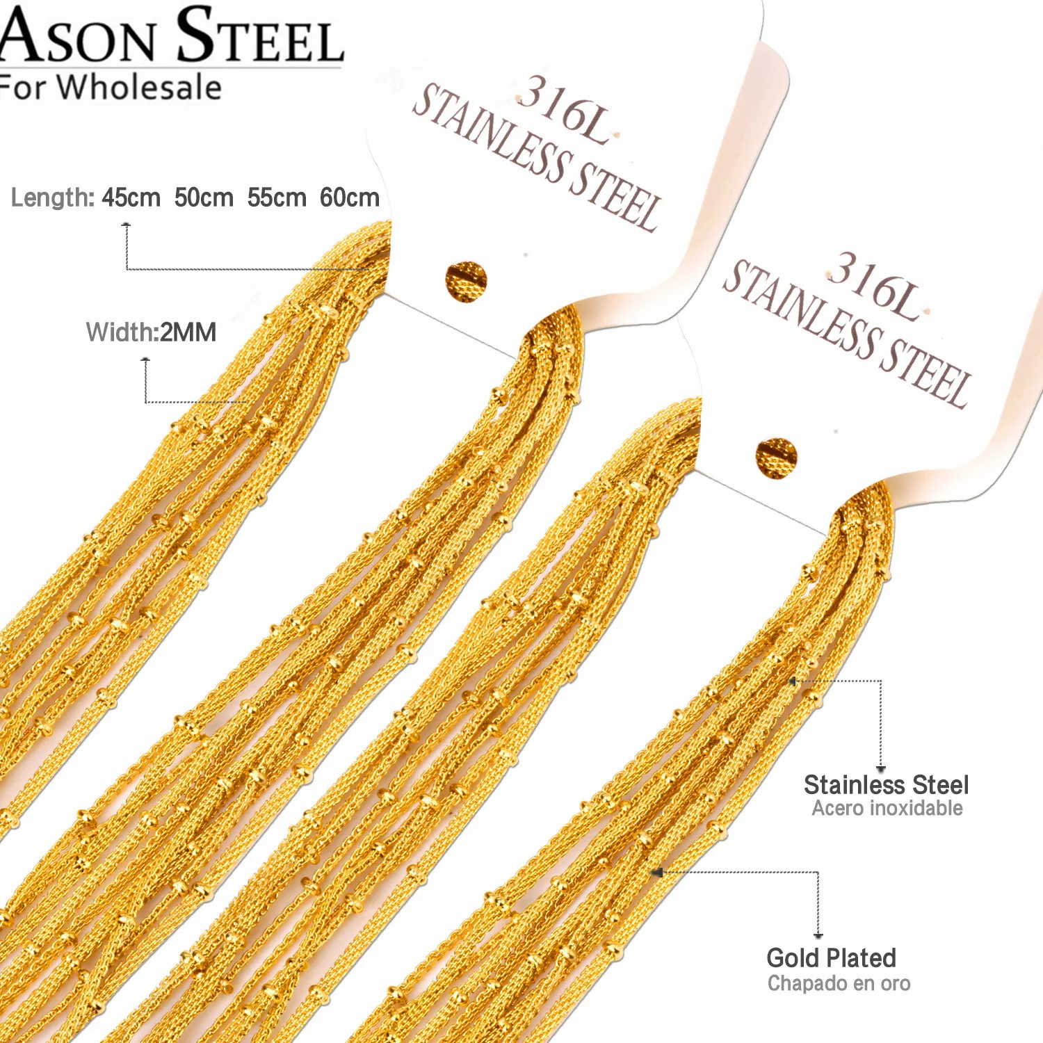 Ожерелье ASONSTEEL в стиле панк с золотыми круглыми бусинами 10 шт./лот ожерелье из