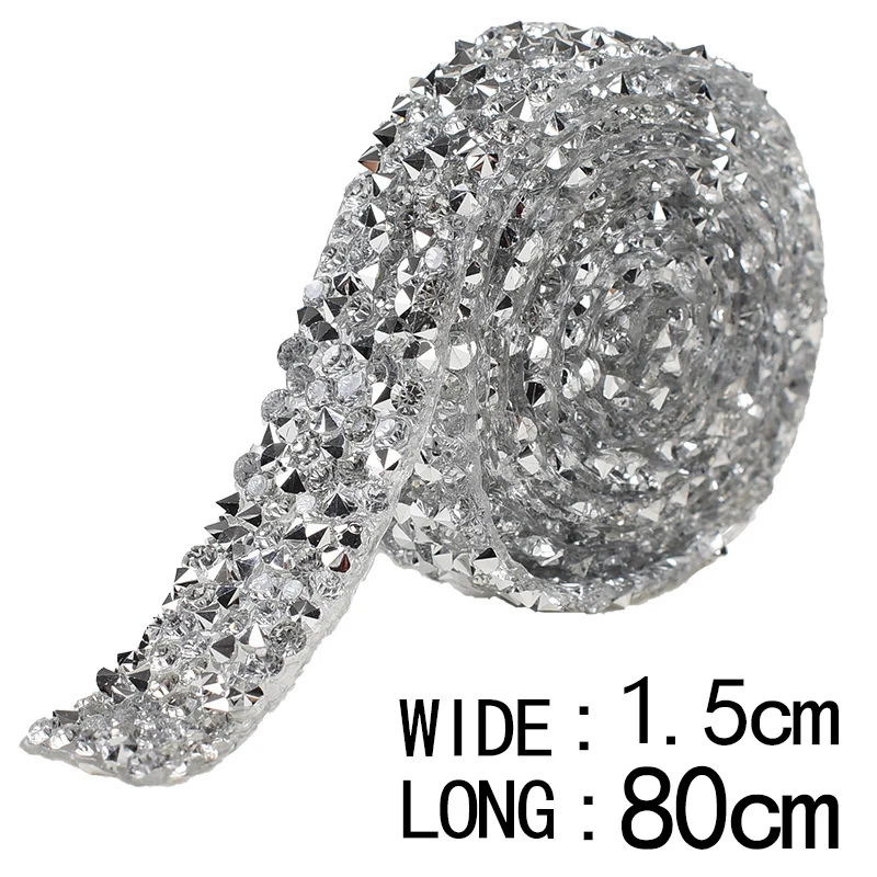 Top Quality Hot Fix Rhinestones Decorative Tape AB Crystal Flatback Trim for Cloth Art DIY Decoration Crafts 1.5cm/2.5cm 80cm |