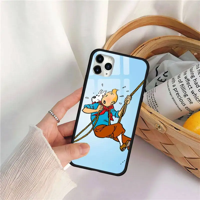 

The Adventures of Tintin Phone Case Tempered glass For iphone 11 12 PRO MAX X XS XR 5C 6 6S 7 8 plus