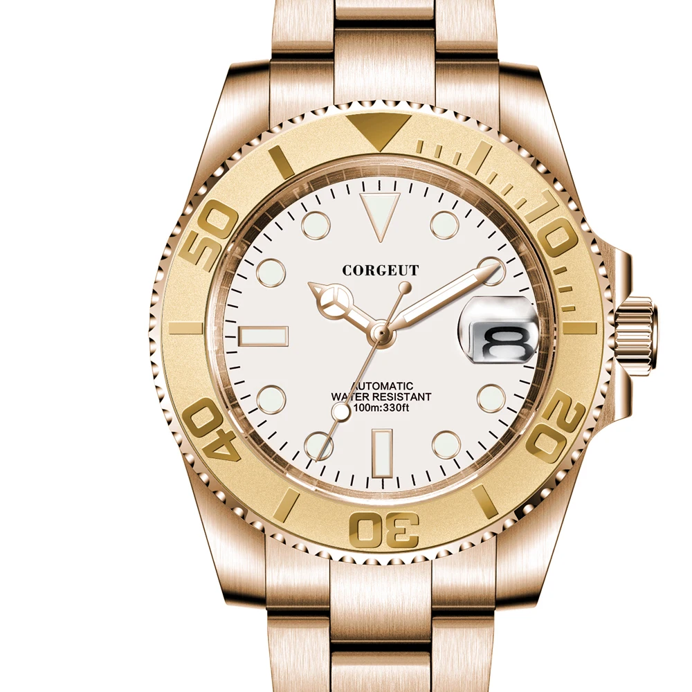 Часы мужские с логотипом на заказ золотистые NH35A | Наручные часы