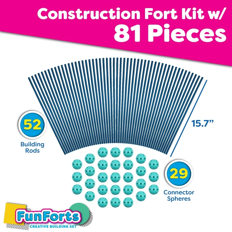 

81Pcs Kids Construction Fort Building Kit DIY Building Castles Tunnels Play Tent Educational Toy Indoor & Outdoor
