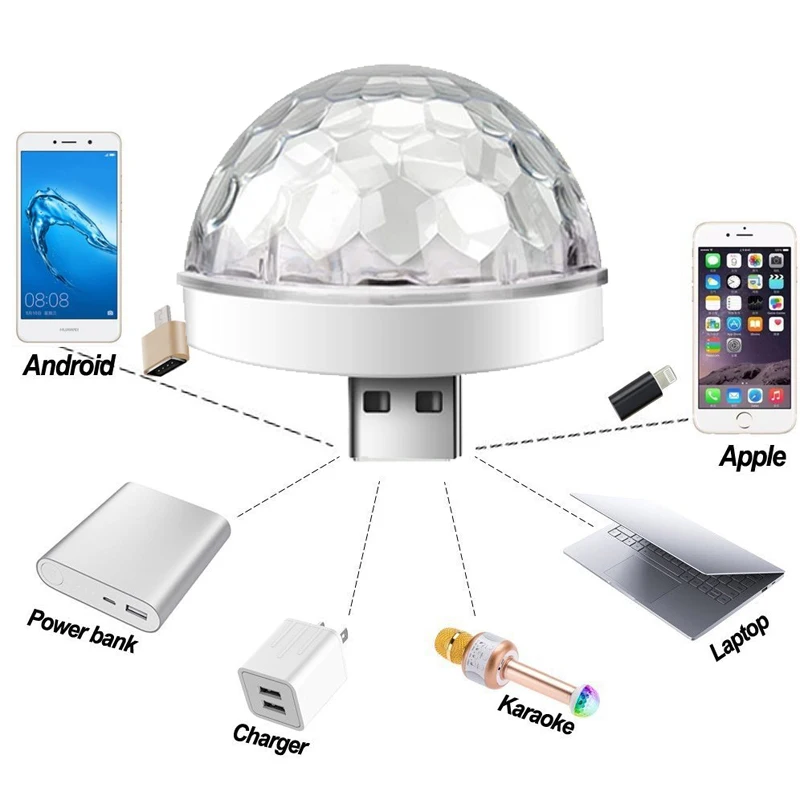 Автомобильная лампа с USB-разъемом DJ RGB миниатюрный Красочный музыкальный
