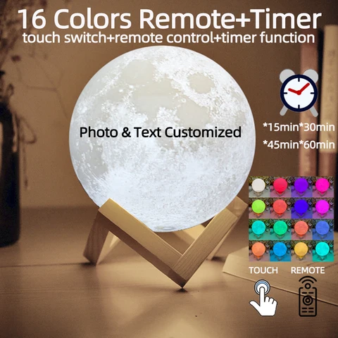 Персонализированная 3D печать Лунная лампа индивидуальный фото текст Ночная лампа USB аккумуляторная День рождения День матери лунный юбилей подарок