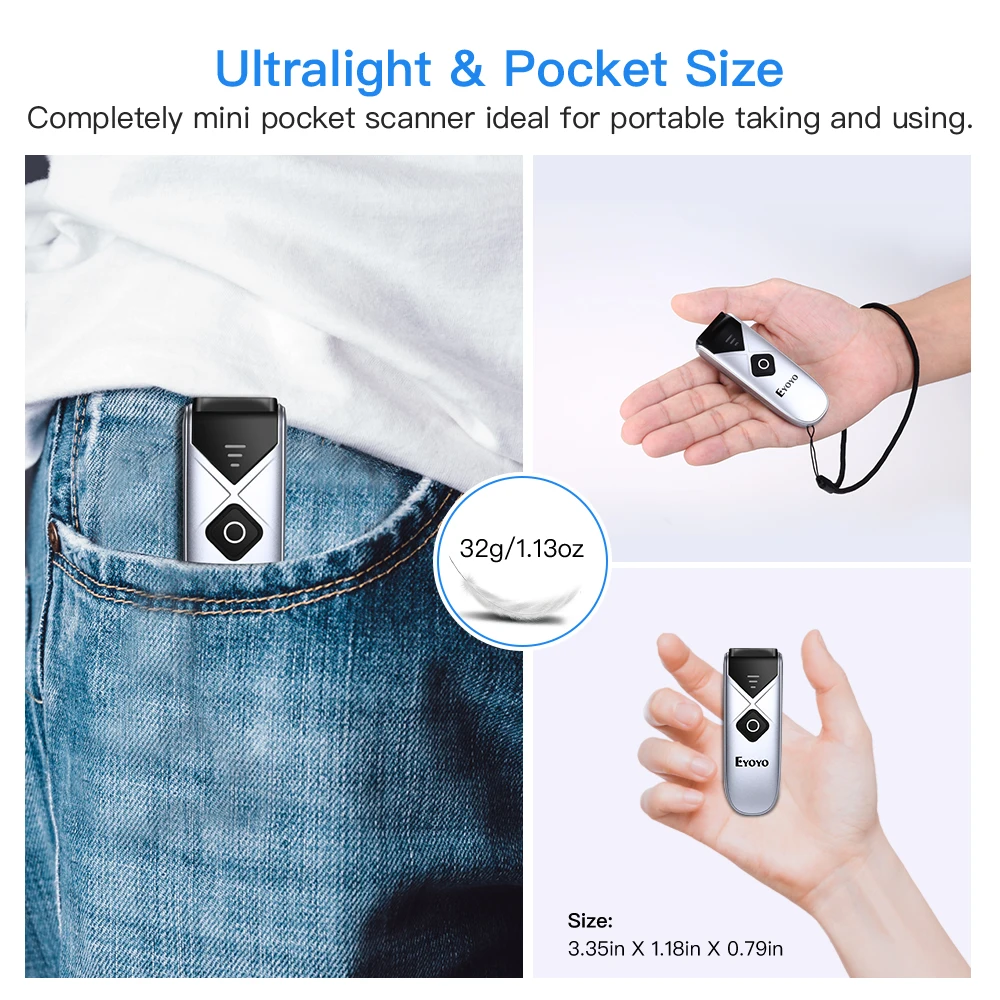 Eyoyo EY 015C 1D Bluetooth сканер штрих кода 2 4 ГГц Беспроводной и проводной USB кодов CCD