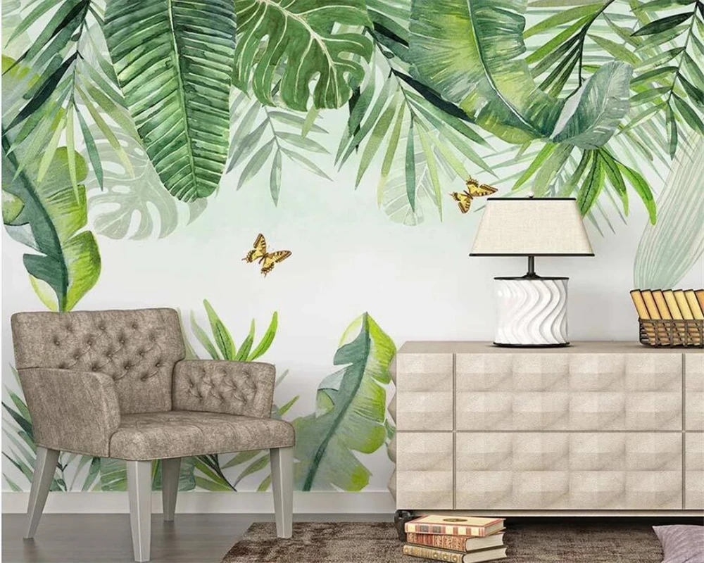 Beibehang пользовательский скандинавский ручной росписи тропические растения