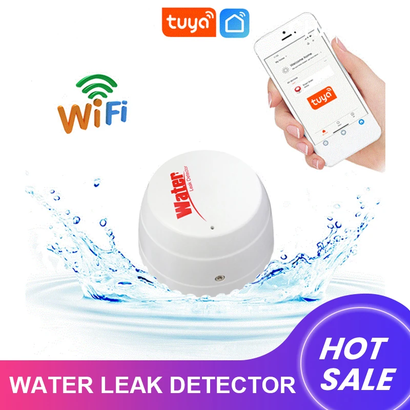 

Wifi Water Detector Leakage Sensor Alarm Leak Detector Sound Tuya Smart Life APP Remote Flood Alert Overflow Security Smart Home