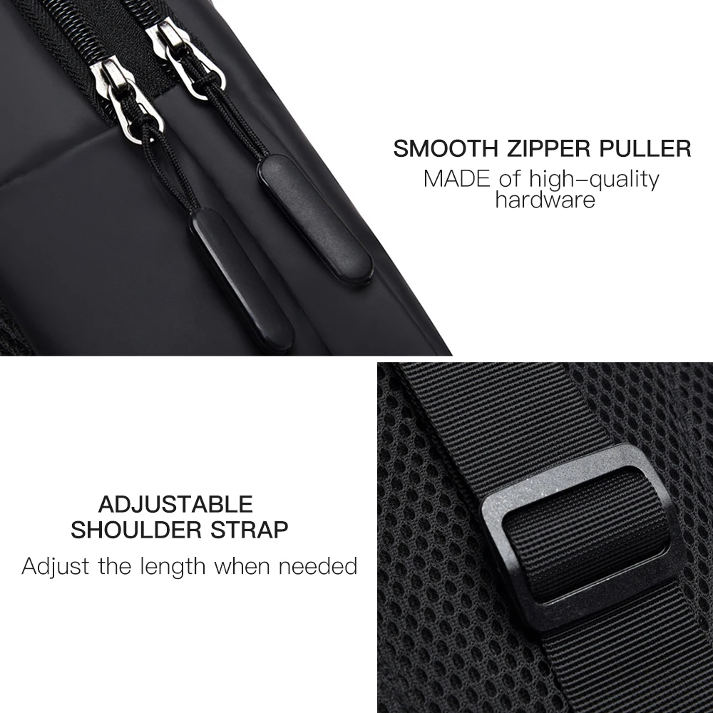 Уличная мужская сумка через плечо водостойкая нагрудная сумочка слинг с USB