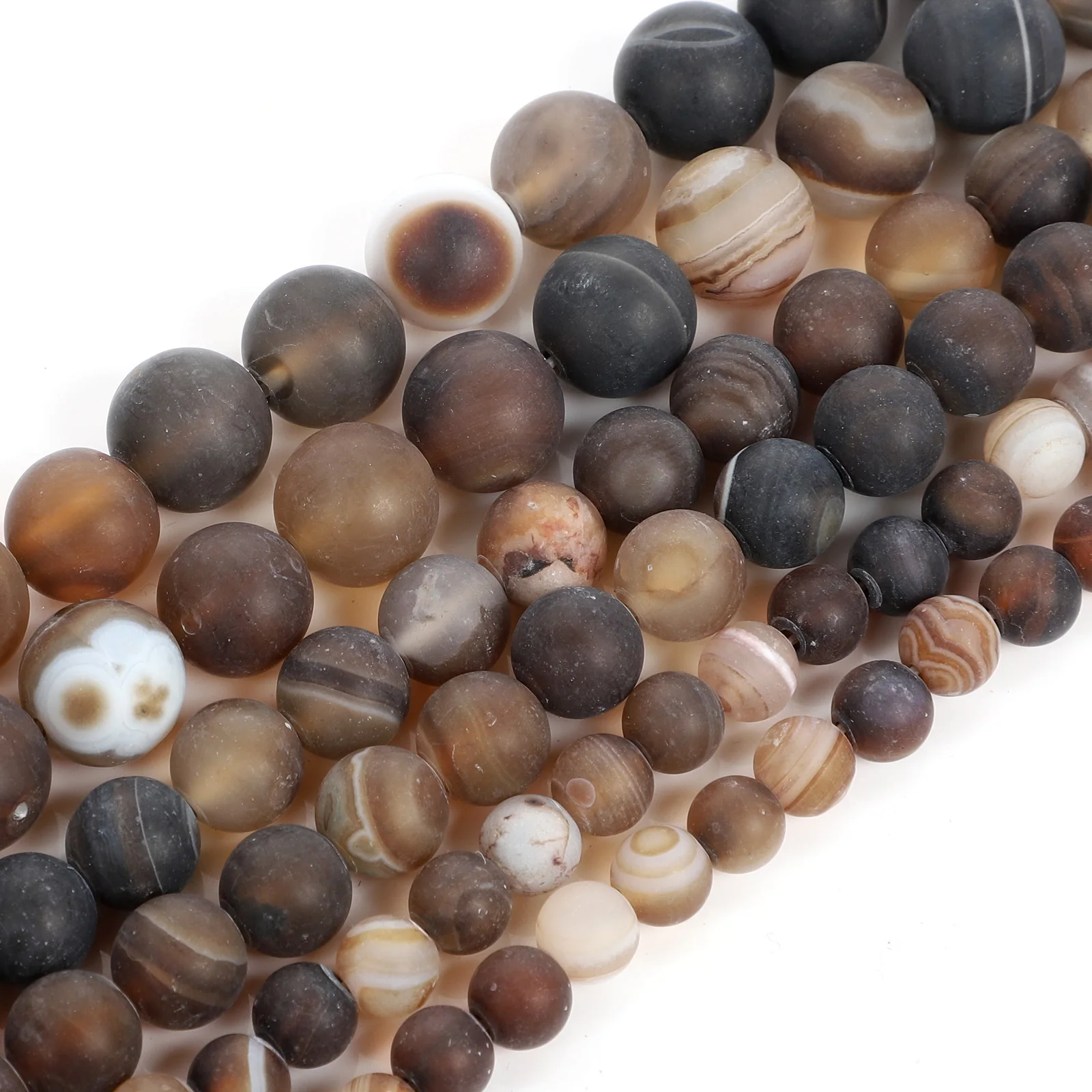 Матовая матовая бусина из натурального камня коричневая полоса агат оникс