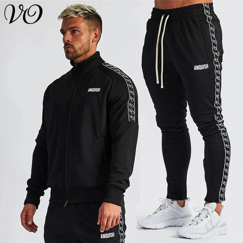 Jogger autumn new fashion men's suit cotton streetwear casual men's clothing jacket trousers sportswear