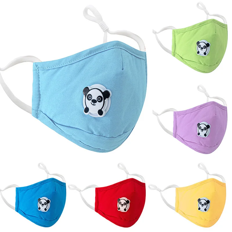 

Colorful Cartoon Panda Mask for Children Can Put PM2.5 Filters Cotton Mouth Mask with Breathing valve Adjustable Child Kid Masks