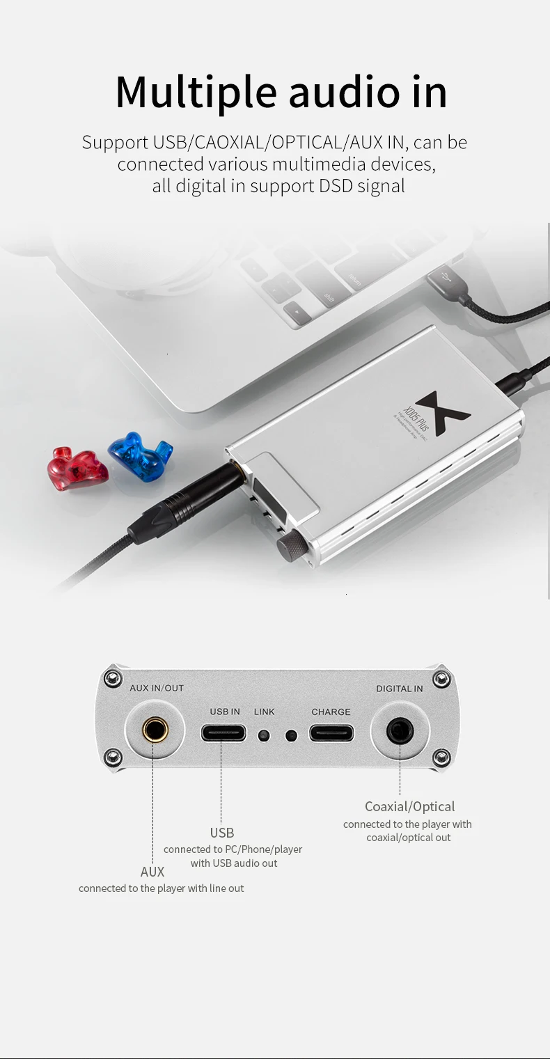 AK XDuoo XD-05 Plus Портативное аудио Высокая производительность Портативный ЦАП усилитель для наушников 32 бит/384 кГц родное декодирование DSD