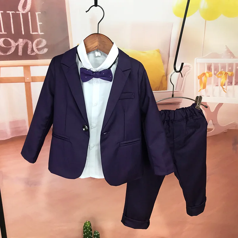Baby Boys Girls Formal Blazer Jacket +Pants 2Pcs Clothing Set Gentleman Kids Evening Wedding Suit Children Performance Dress