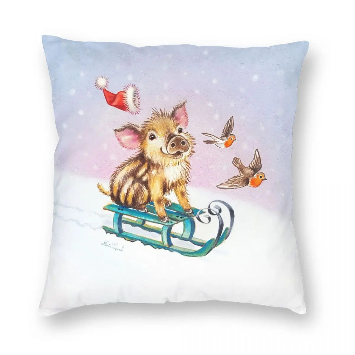 

Рождественский Поросенок от Марии, квадратная наволочка, полиэстер, лен, бархат, узор, молния, Декор, чехлы на подушки для дома 45x45