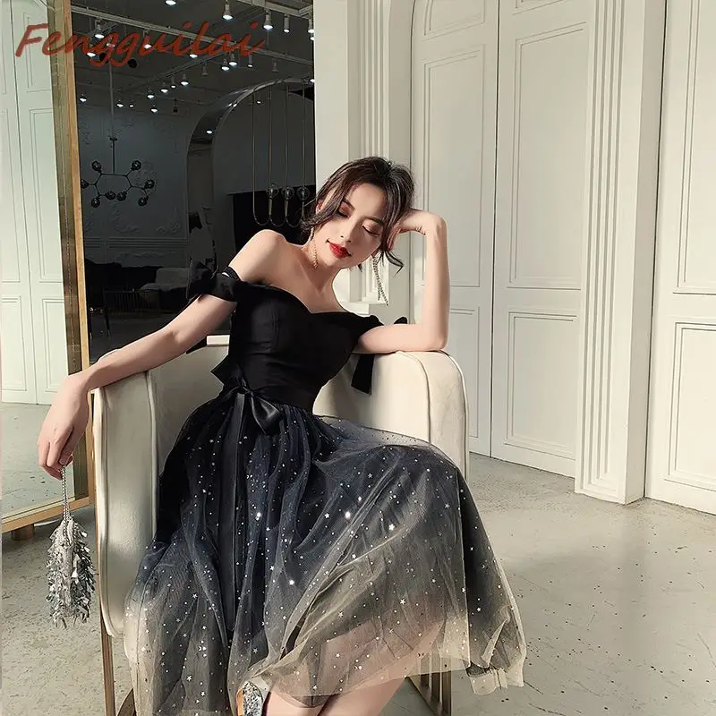 

FENGGUILAI 2019 Sexy Sequin Maxi Dress Women Sexy Evening Party Dress Slash Neck Elegant Wedding Vestido De Fiesta Black