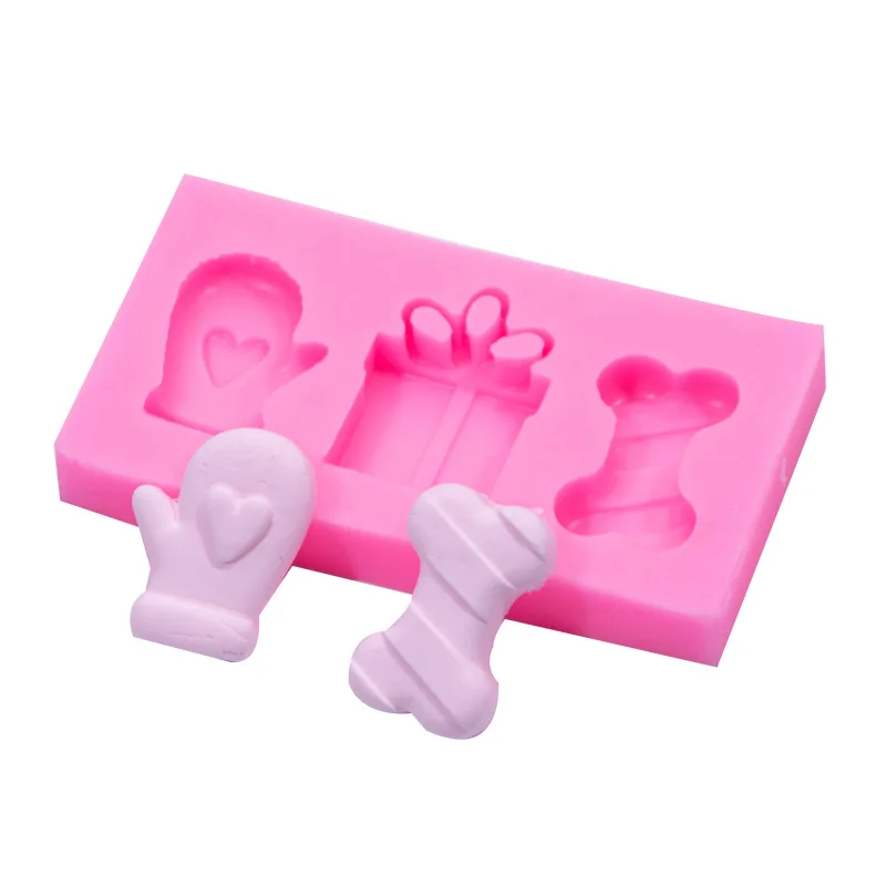 

Christmas Silicone Mold Diy Baking Tools Fondant Dry Pisces Cake Decoration Gloves Gift Resin Mold