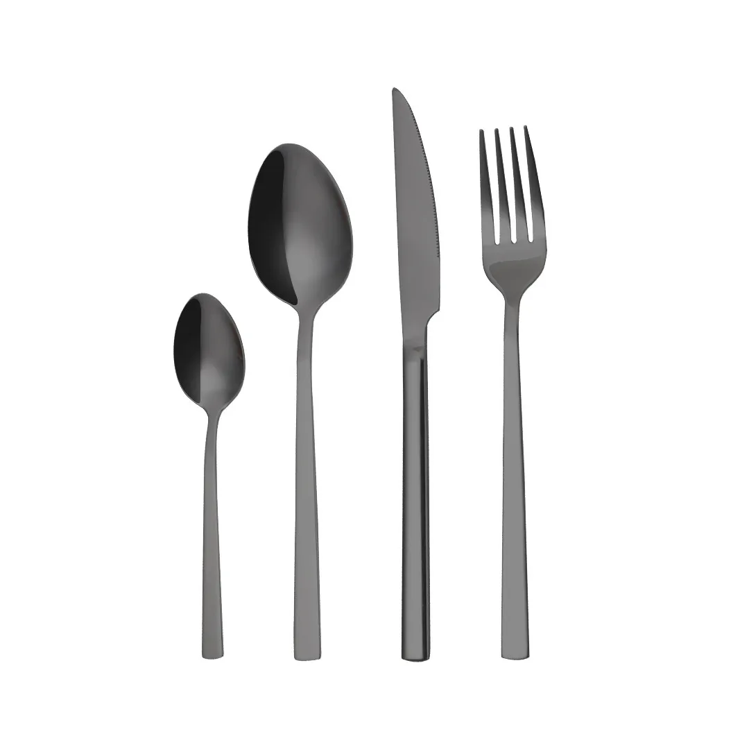 

Black Stainless Steel Cutlery Set Fork Spoon Knife Set Dinnerware Set Spoon Complete Tableware Set Eco Friendly