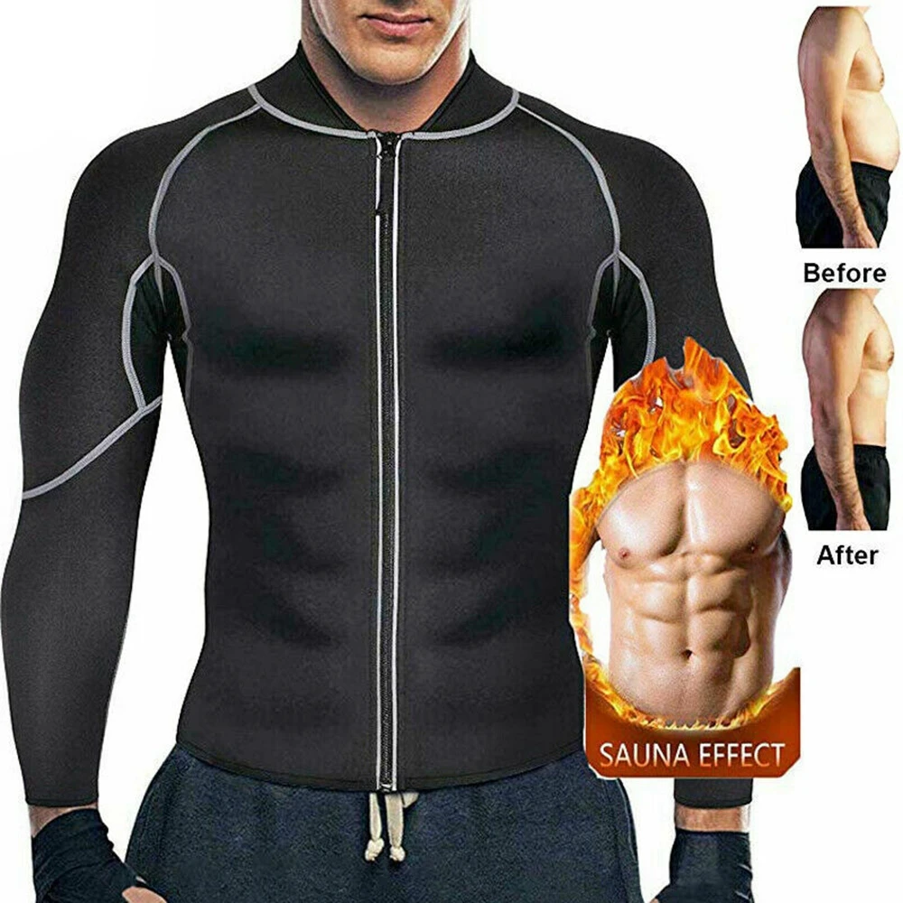 Мужской неопреновый костюм для похудения пальто с длинным рукавом одежда сауны