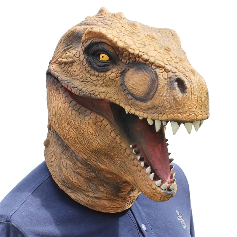 dinosaur Tyrannosaurus Rex Funny Latex Unisex Movie Cosplay Anime costume Prop Adult Animal Party Mask for Halloween | Тематическая