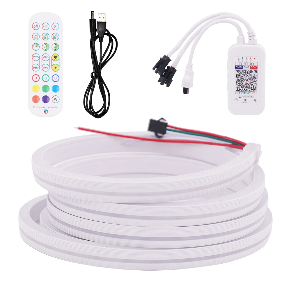 

WS2812B RGB Neon Rope Light Bluetooth Control DC5V USB Flexible Ribbon Addressable Dream Color Neon Light Waterpoof LED Strip
