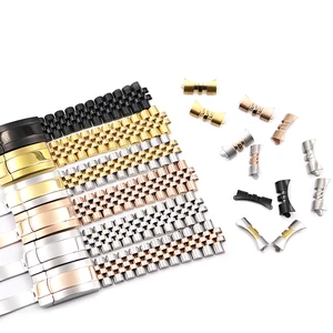 Ремешок для часов CARLYWET, 19, 20 мм, изогнутый, с резьбой, из нержавеющей стали, с застежкой Oyster