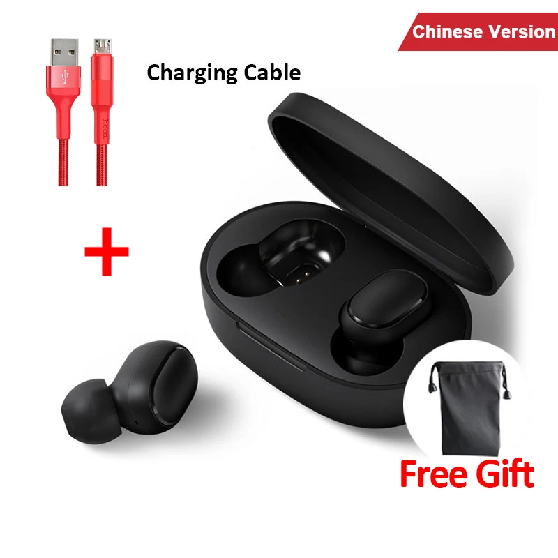 Chinese Add Cable Xiaomi Redmi Airdots TWS Bluetooth 5,0 наушники стерео беспроводные басы шумоподавление с микрофоном свободные Наушники управление AI - Цвет: Chinese Add Cable