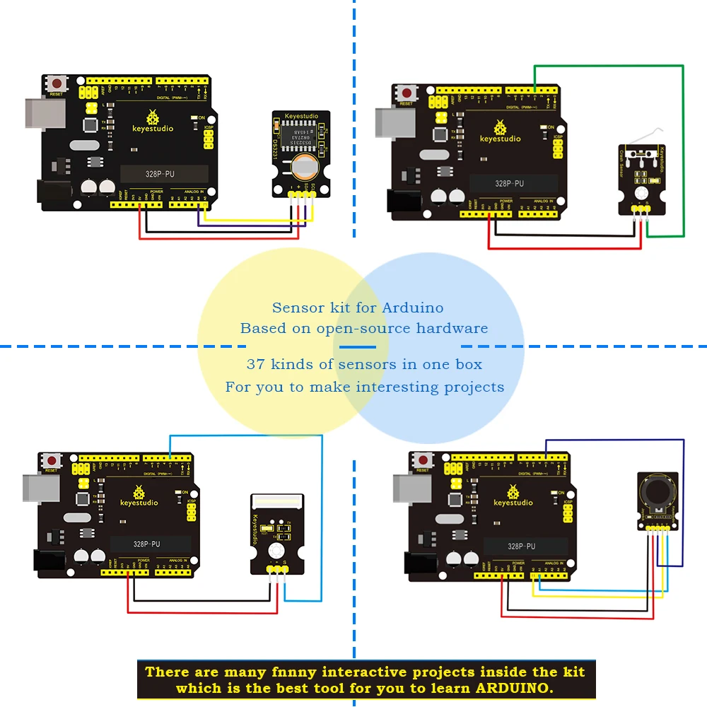 Новинка 2020! Keyestudio новый сенсорный стартовый комплект V2.0 37 в 1 коробка для Arduino UNO |