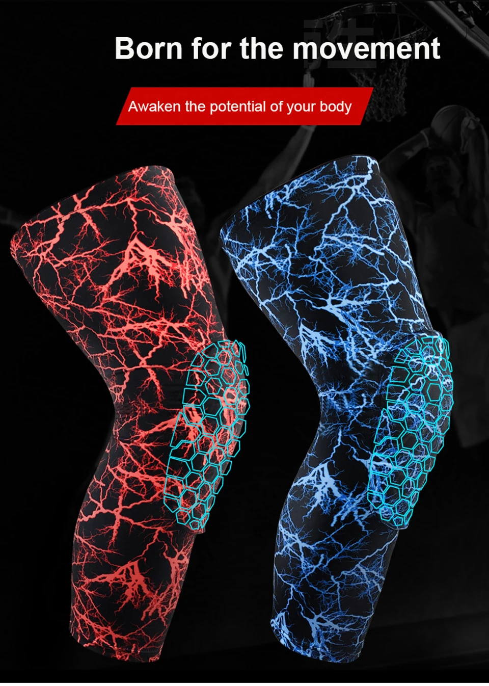 

1PCS Breathable Sports Football Basketball Knee Pads Honeycomb Knee Brace Leg Sleeve Calf Compression Knee Support Protection