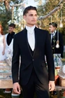 Костюм мужской черный с воротником-стойкой, свадебные смокинги, облегающий блейзер для жениха, 3 предмета, пиджак + брюки + жилет