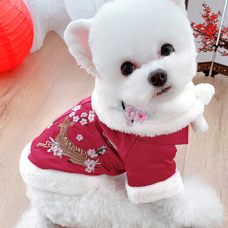 

New Year Puppy Pet Clothes Winter Small Cat Dog Coat Warm Jacket Poodle Schnauzer Chihuahua Pomeranian Clothing Dog Outfit
