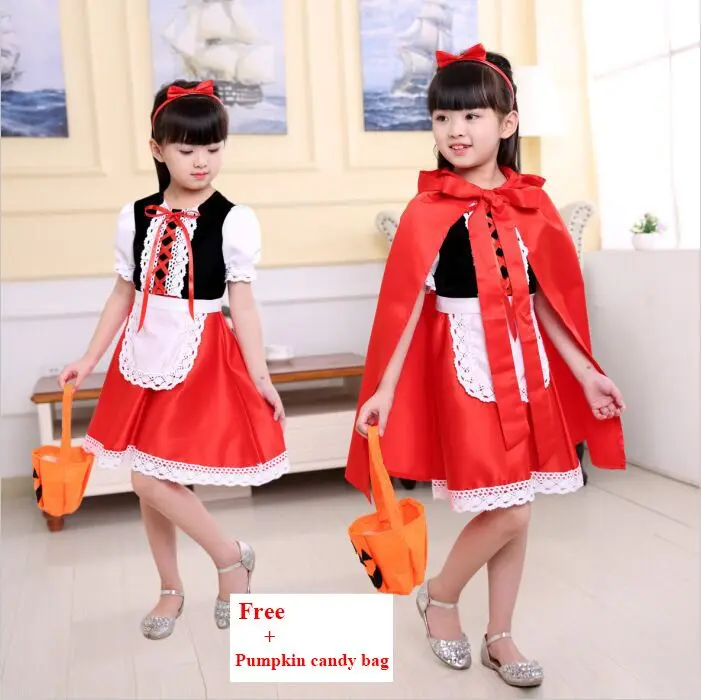 Детский красный костюм для косплея на Хэллоуин с капюшоном|Костюмы девочек| |