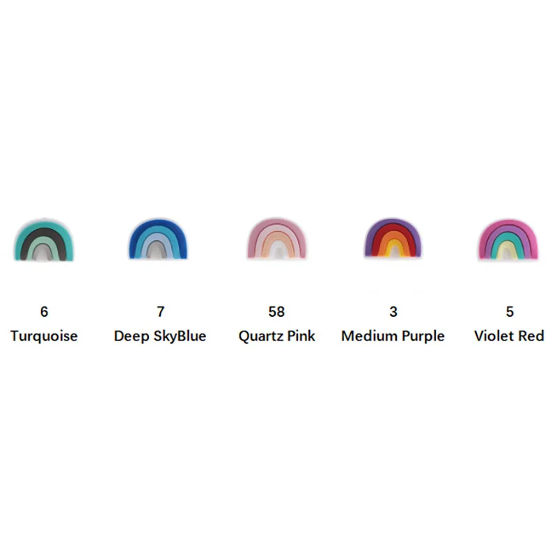 

QHBC 50pc New Rainbow Beads Silicone Baby Teething Cute For Infant Nursing Teether Jewelry Chain Toy Accessories BPA Free Gift