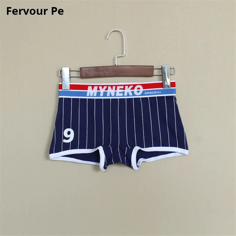 

Fervour pe woman Cotton Underwear Panties handsome neutral Boyshort Hip lifting stripe Baseball girl motion shorts A19045