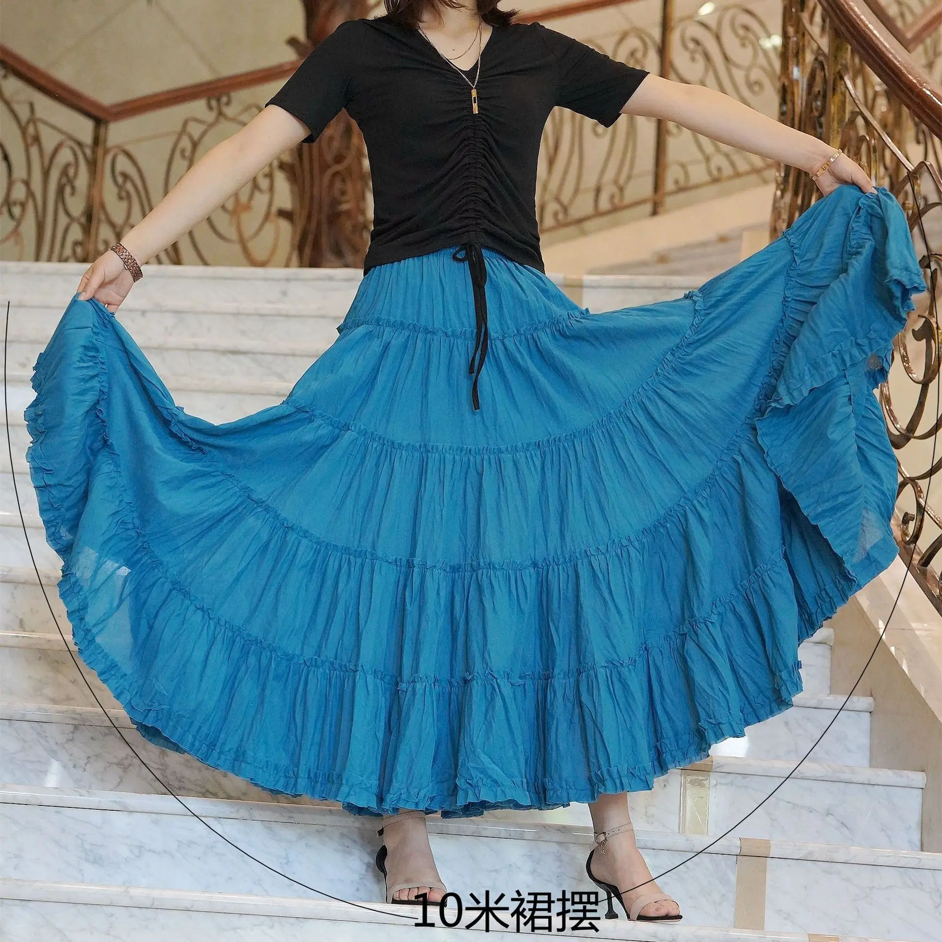 

2021 summer plus size skirt with big hem new high-waisted half-length skirt half skirt European and American beach a-line skirt