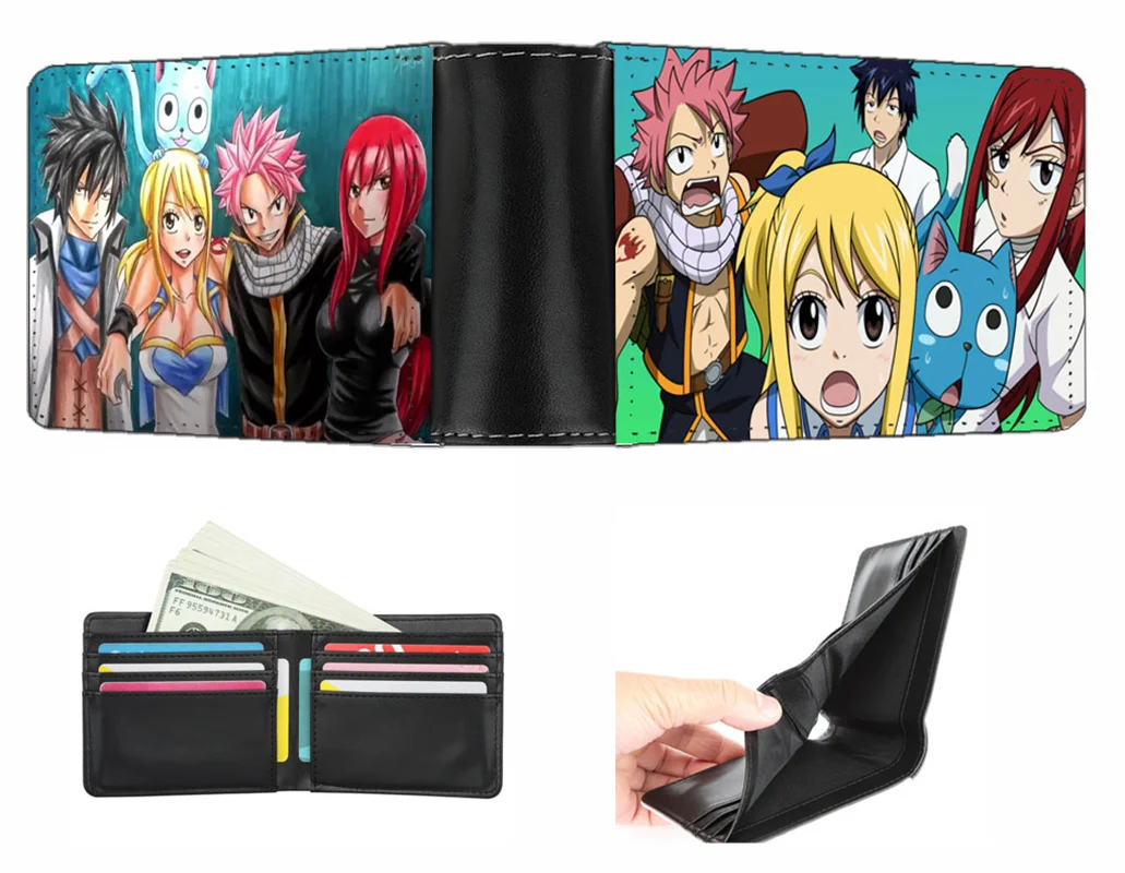 

Кошелек с монетницей для мальчиков и девочек, кошелек с аниме феей и хвостом для мужчин, мужской короткий кошелек для мужчин, Подростковый к...
