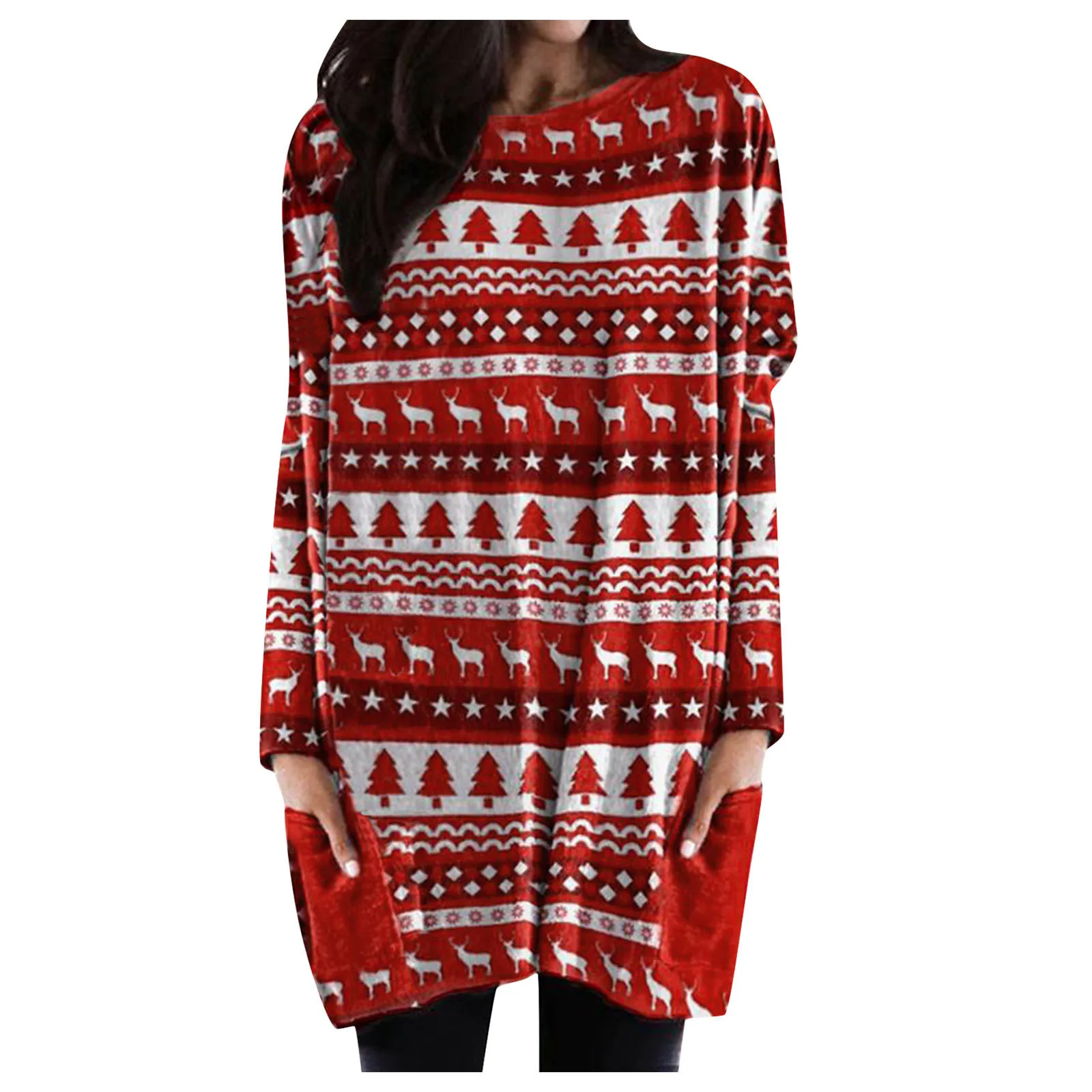 

Женское платье для рождественской вечеринки, пуловер с длинными рукавами и карманами, толстовка с капюшоном, платье, свитшот на талии, однот...