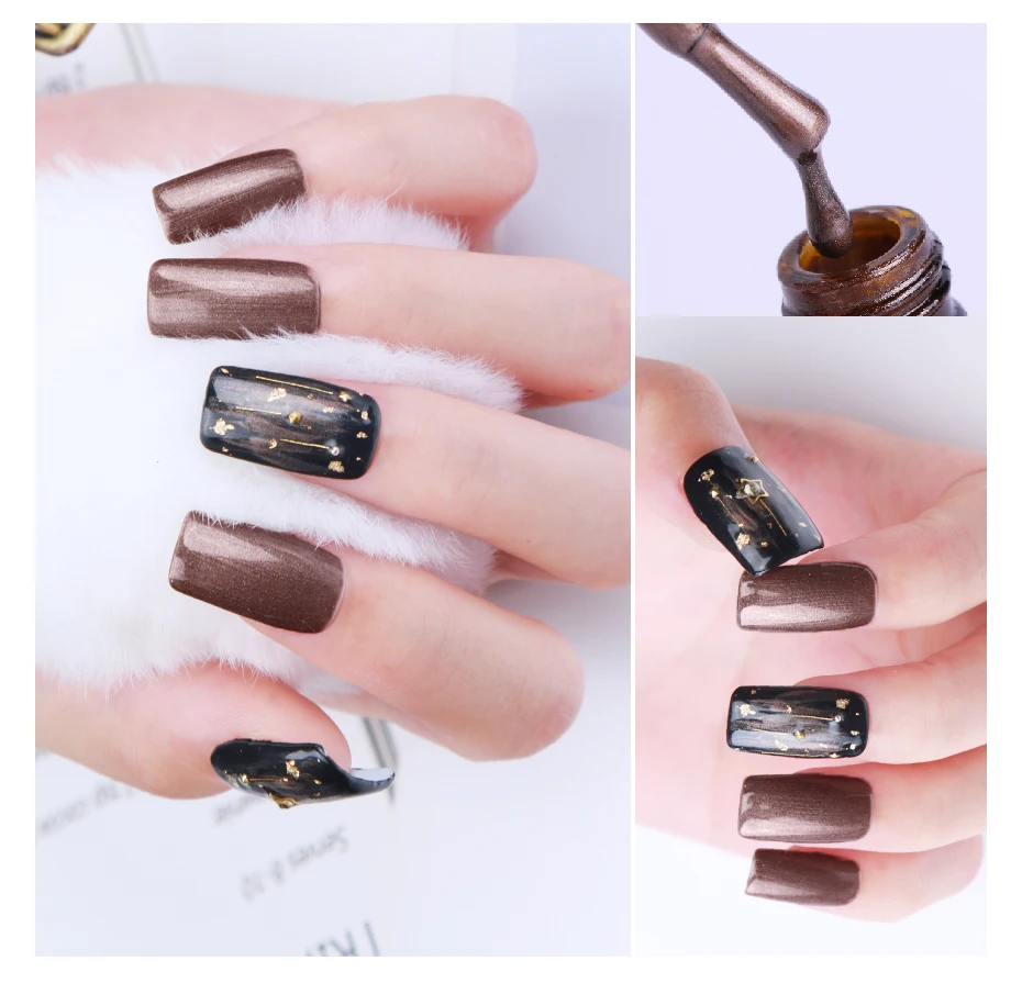 HNM 8 мл Бронза Серии УФ-гель для ногтей DIY нарл искусство впитывающийся Гибридный