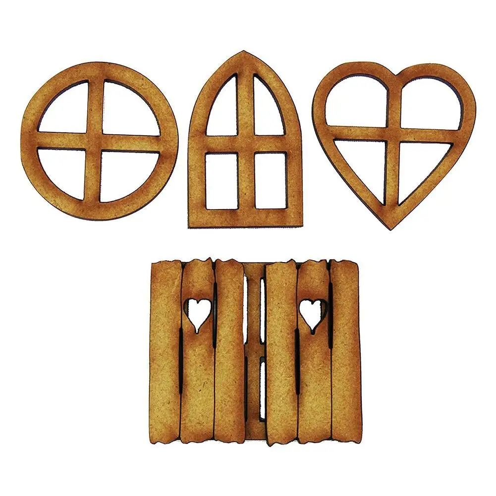 6pcsset wooden fairy elf door craft kit garden decor vintage house miniature landscape dollhouse ornament accessories kids gift free global shipping