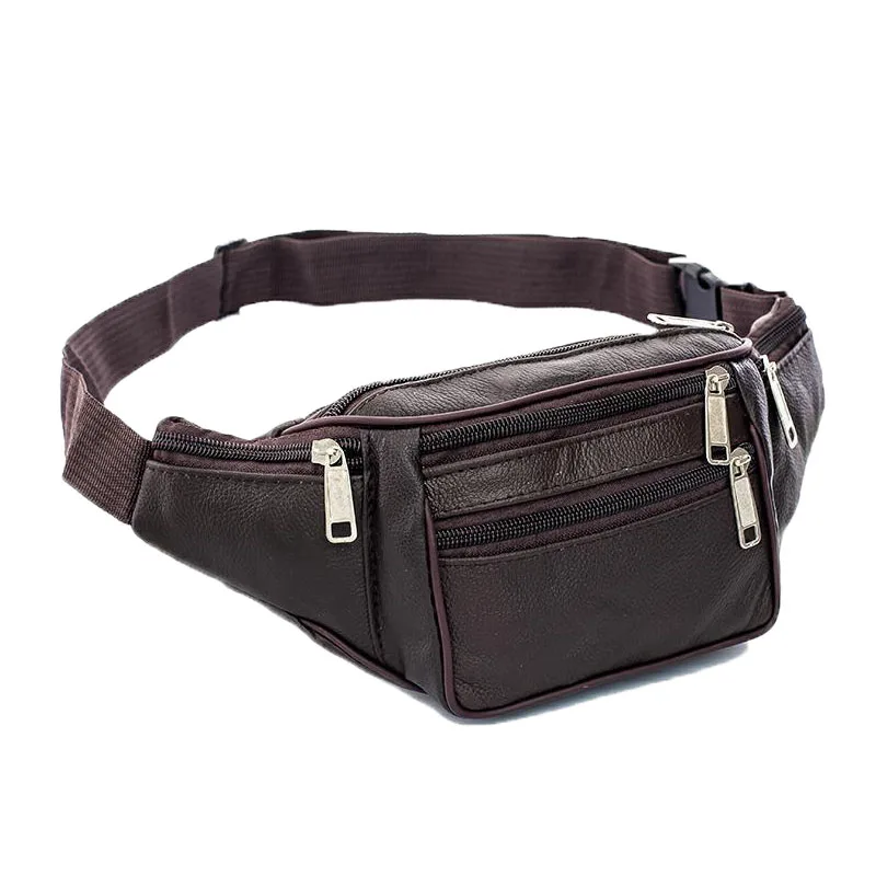 

2019Fashion Men Woman Genuine Leather Waist PacksMen Organizer Travel Waist Pack Necessity Waist Belt Mobile Phone Bag Waist Bag