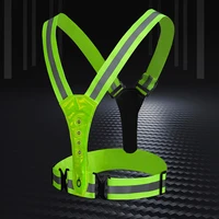 led reflective vest high visibility warning lights elastic safety vest for night running walking cycling safety accessory