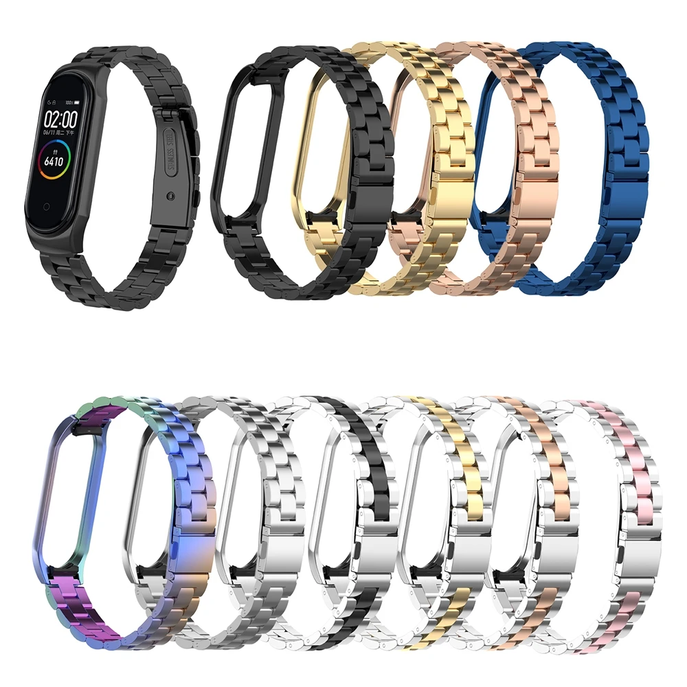 Hangrui металлический ремешок для mi band 4 браслет из нержавеющей стали ремешок для Xiaomi mi band 4 3 Смарт-часы для женщин и мужчин