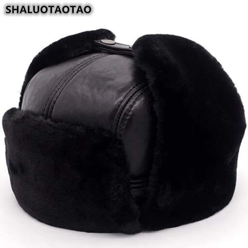 Шапка для папы SHALUOTAOTAO зимняя теплая шапка бомбер из овечьей кожи модная