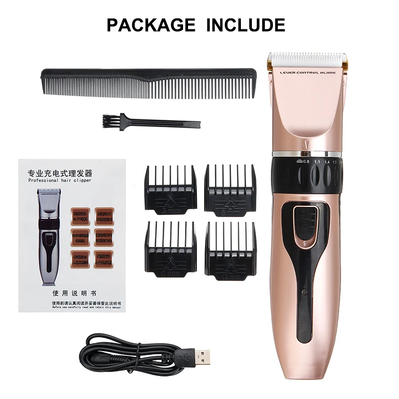 

5 Gears Adjustable Hair Clipper Rechargeable Electric Hhair Trimmer Cordless Shaver Trimmer Men Barber Hair Cutting Machine