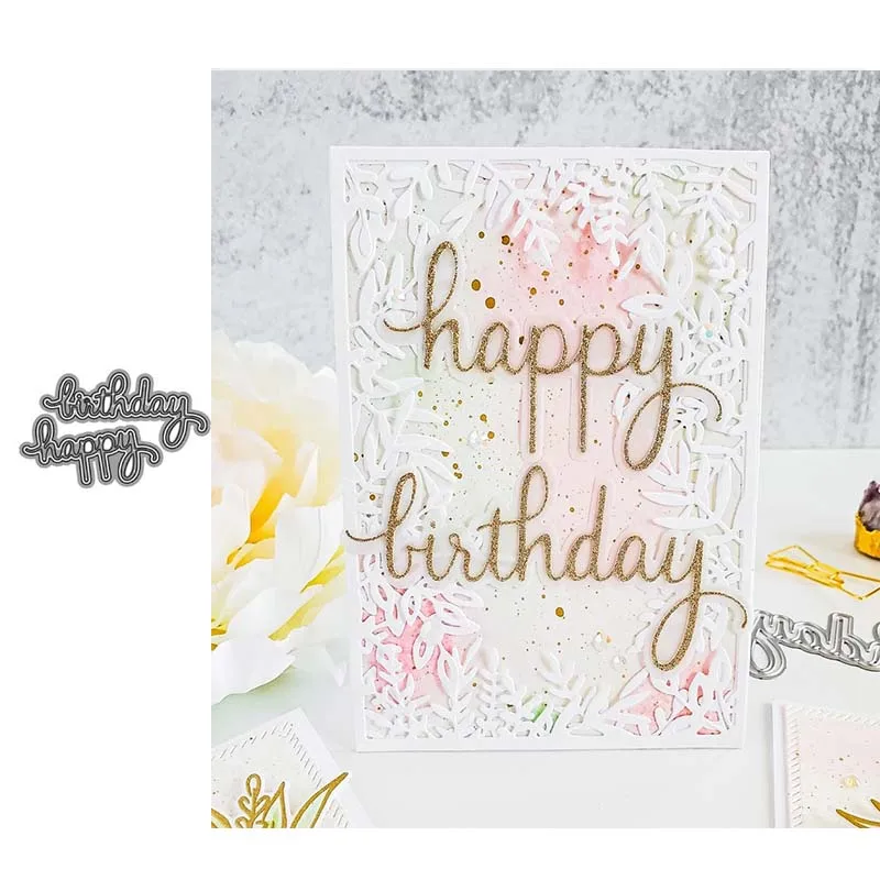 

JC New Design Metal Cutting Dies Happy Birthday Letters Scrapbooking Die Cut Card Make Shape Stencil Craft Mold Decor Template