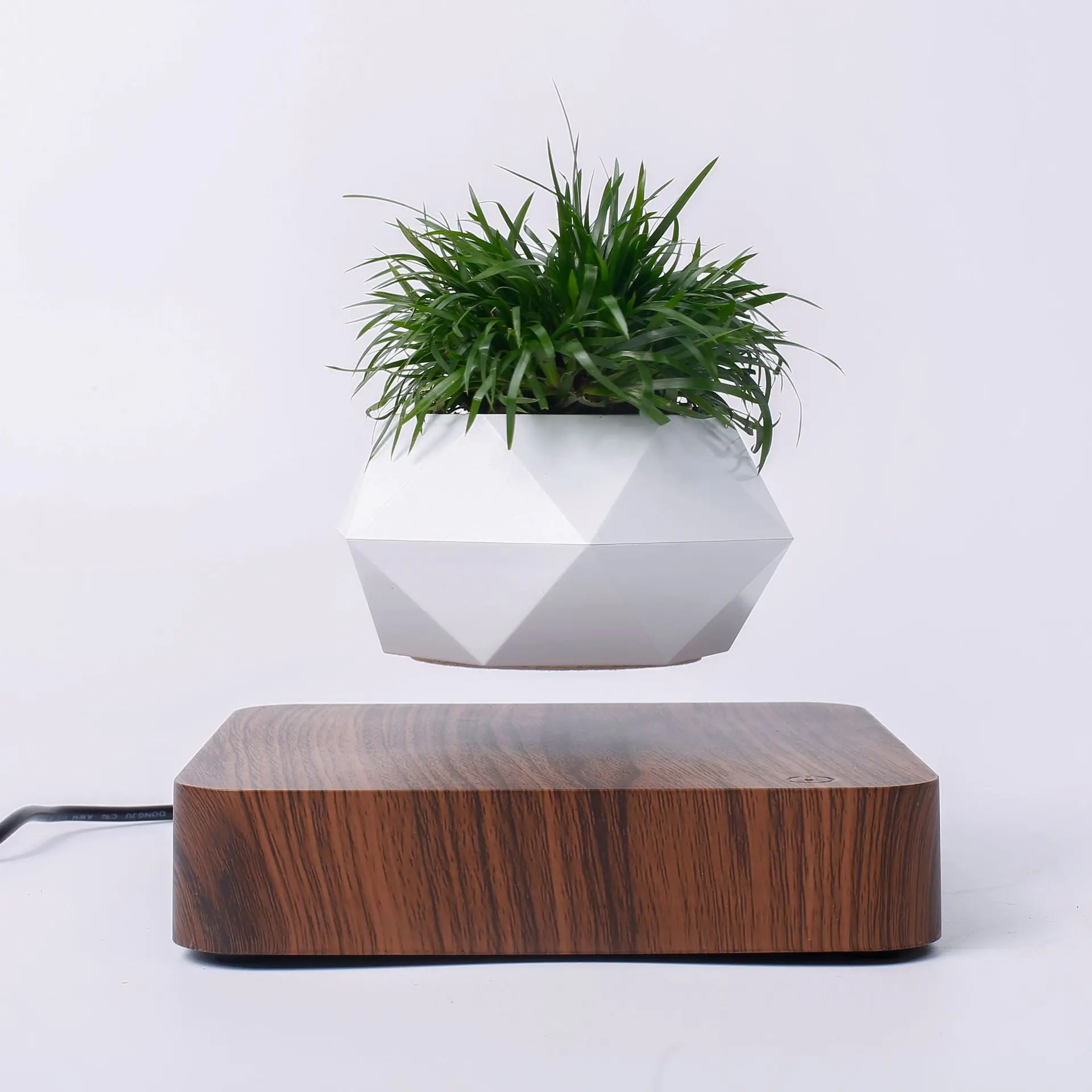 Walnut Подвесное настольное кашпо, левитирующий воздушный бонсай горшок, плавающий вращающийся магнитный цветочный горшок для суккулентного кактуса кашпо - Цвет: Walnut