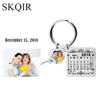 personalized customized photo keychain calendar date key chain heart keyring tag keychain for women jewelry lover birthday gift