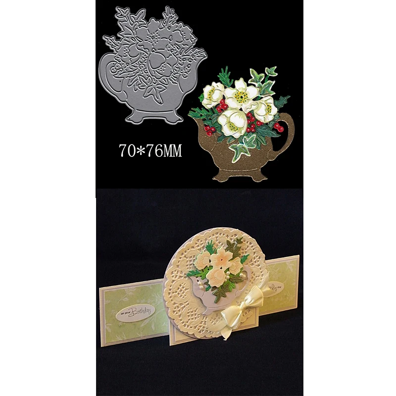 

Creative Vase Blooming Flower in Exquisite Kettle Metal Cutting Dies For DIY Scrapbooking Paper Cards Crafts Dies New 2019