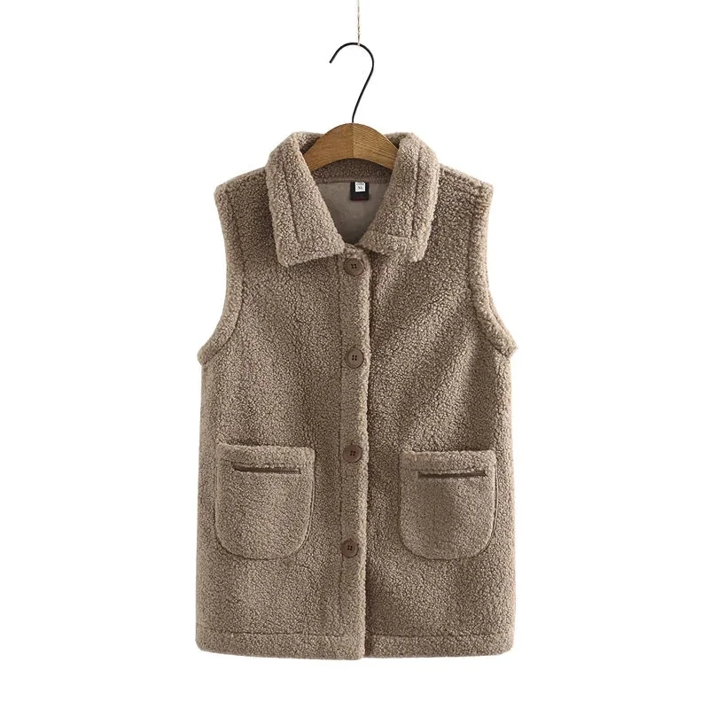 Женский жилет с верблюжьей шерстью свободная куртка без рукавов теплая верхняя